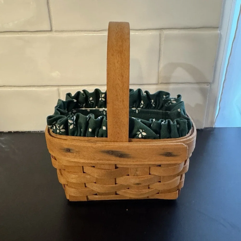 Longaberger Horizon‎ of Hope Basket Set 1st Heritage Green Liner 7x5.5x3.5 Mini